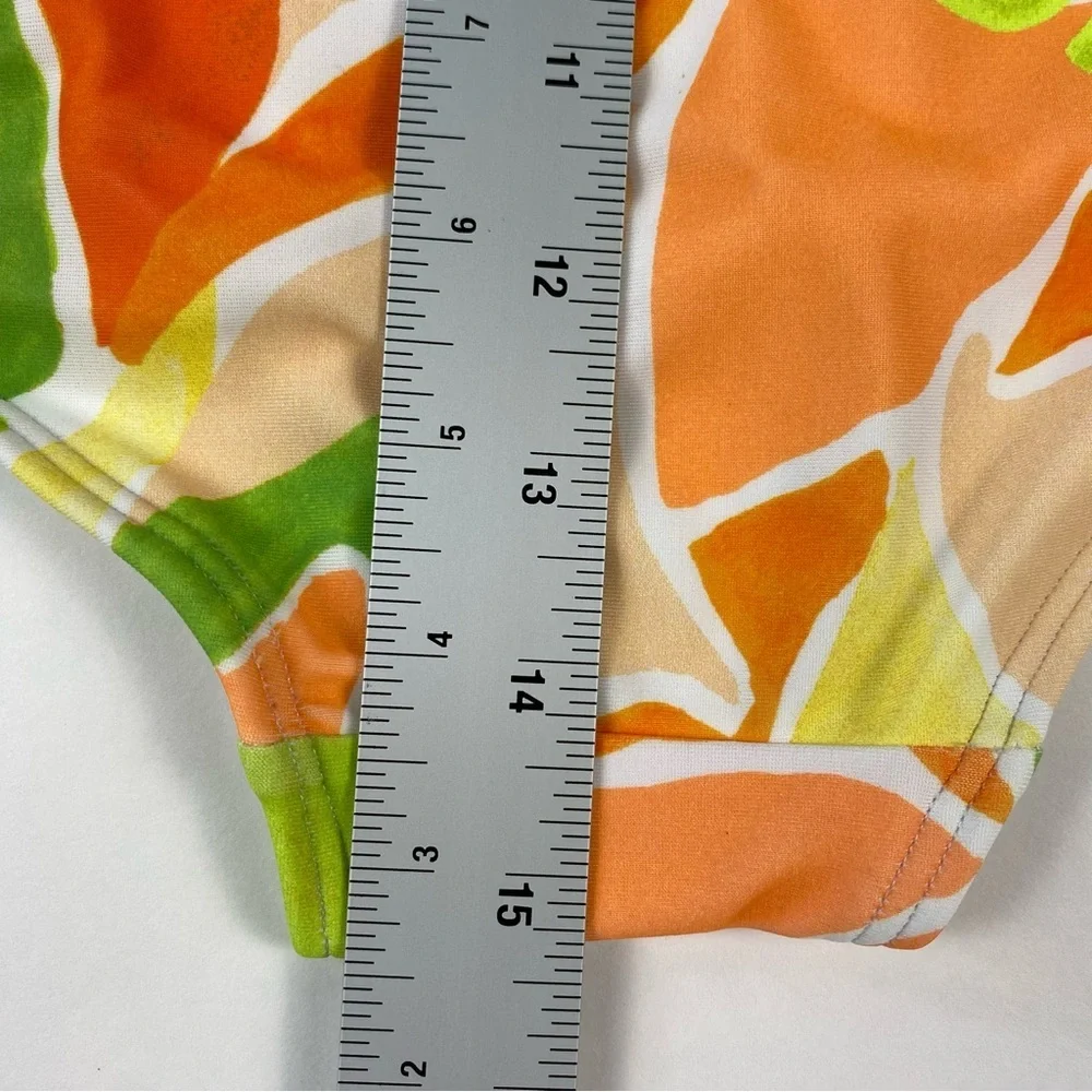 Old Navy Bikini Swim Bottoms Women XXL White Colorful Tropical High Rise Beachy